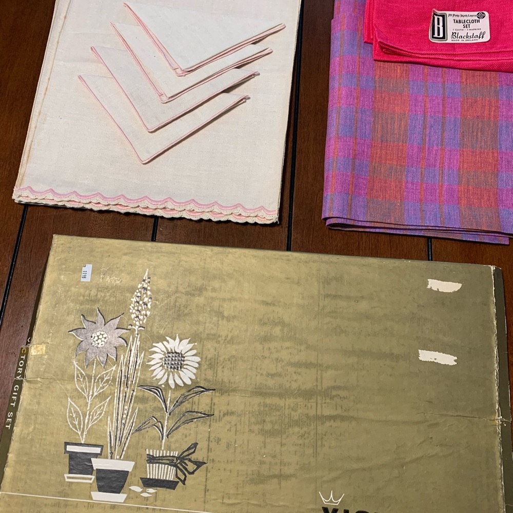 Vintage Pink and Purple Table Linens